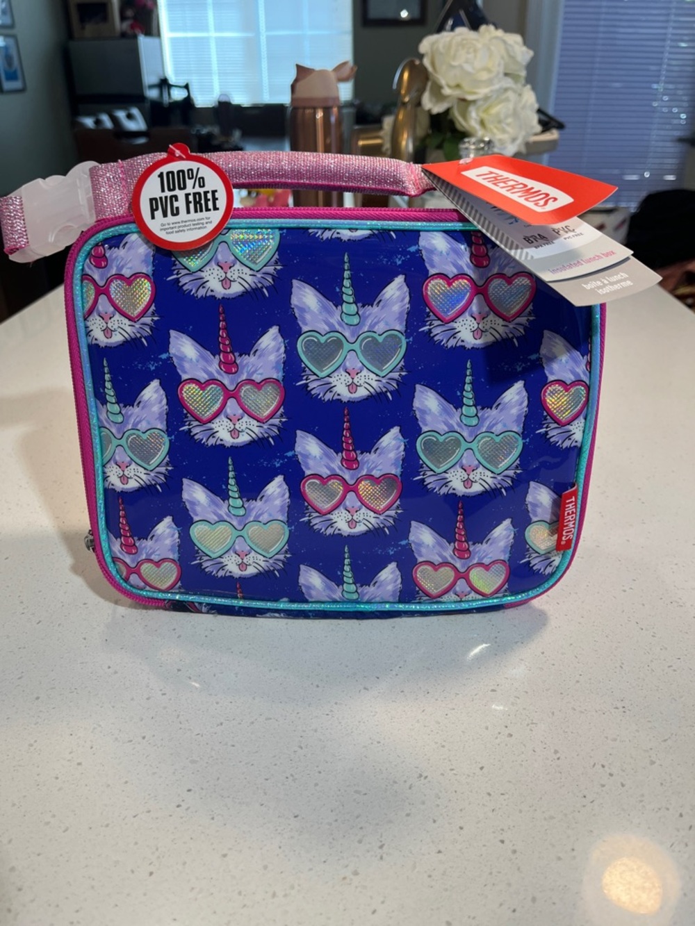 Thermos Girls' Navy Caticorn Lunch Box with Pink Trim